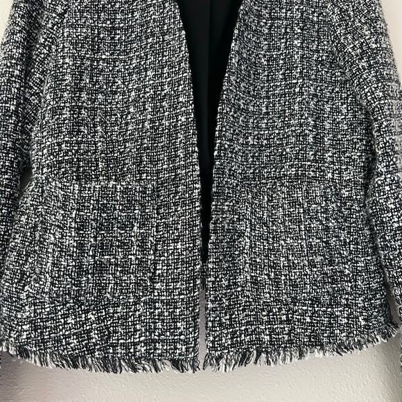 Adrienne Vittadini tweed raw edge open blazer pockets academia preppy fall S - Picture 4 of 16